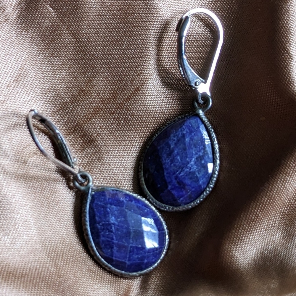 Sodalite Sterling Silver Teardrop Earrings